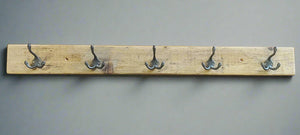 Narrow Industrial Style Reclaimed Scaffold Board Coat Hook / Rack