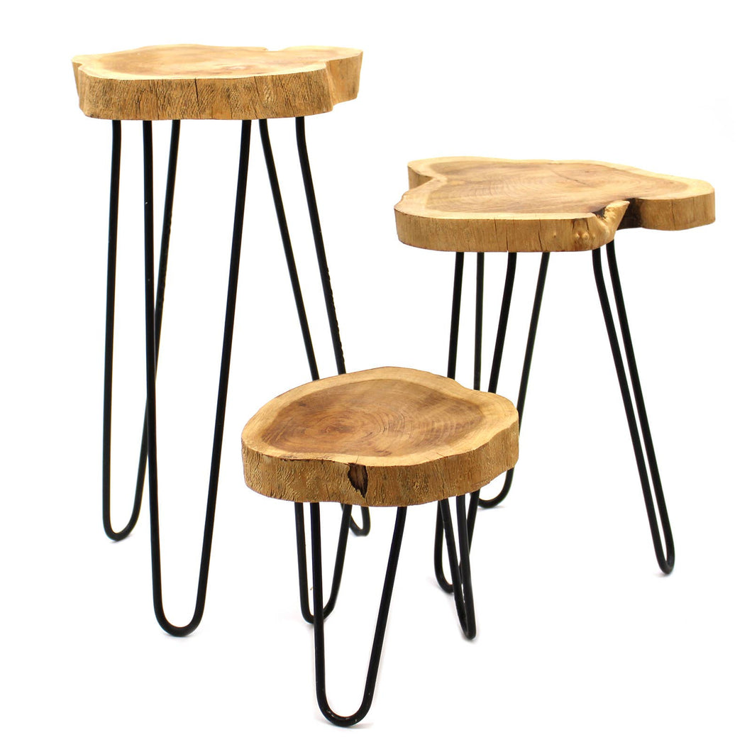 Natural Gamal Wood Plant Pot Stand Set of 3